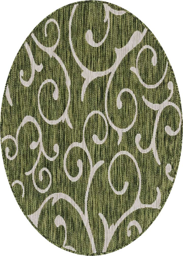4' x 4' Easy-Clean Botanical Indoor / Outdoor Round Rug