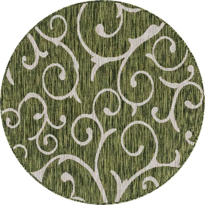 4' x 4' Easy-Clean Botanical Indoor / Outdoor Round Rug