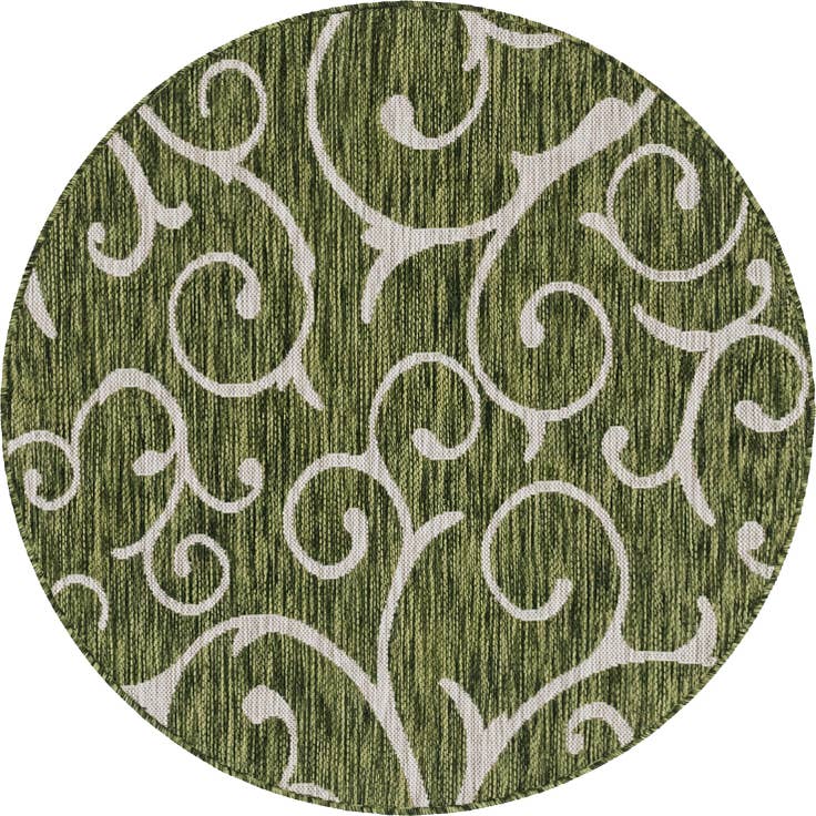 Detail image of 4' x 4' Easy-Clean Botanical Indoor / Outdoor Round Rug