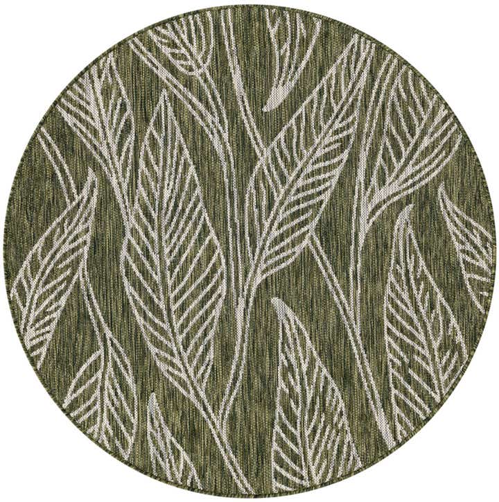 4' x 4' Easy-Clean Botanical Indoor / Outdoor Round Rug