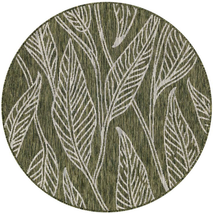 Detail image of 4' x 4' Easy-Clean Botanical Indoor / Outdoor Round Rug