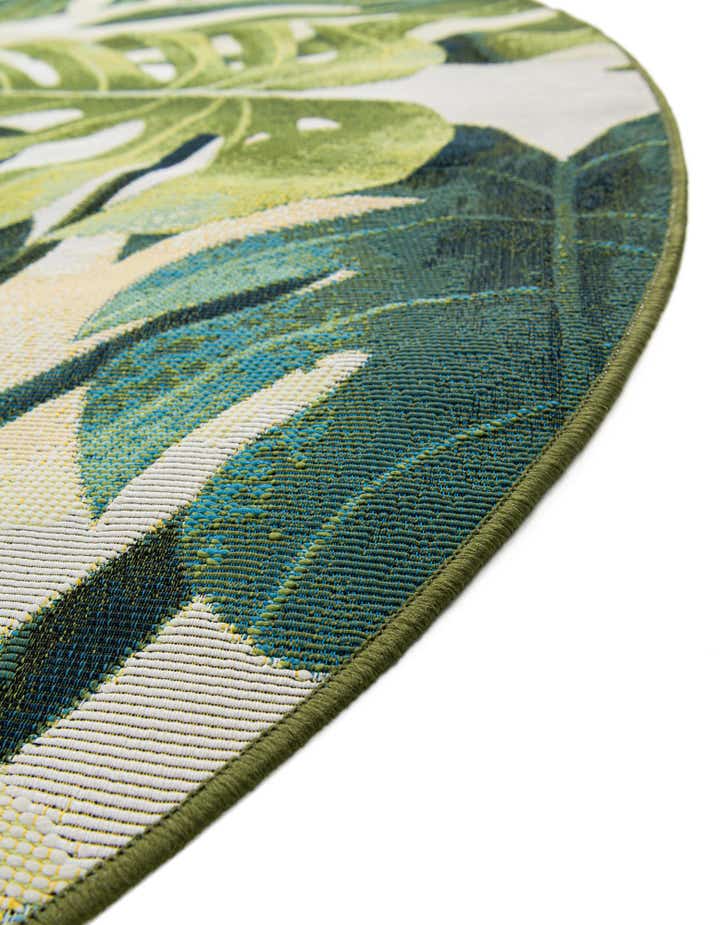 3' x 3' Easy-Clean Botanical Indoor / Outdoor Round Rug