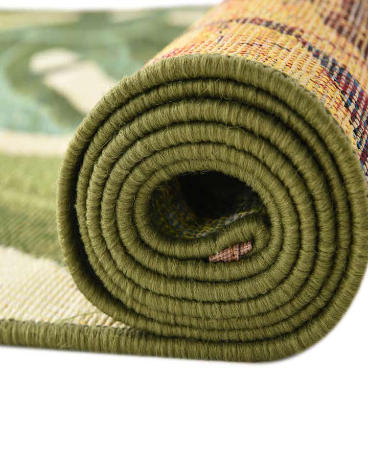 4' x 4' Easy-Clean Botanical Indoor / Outdoor Round Rug