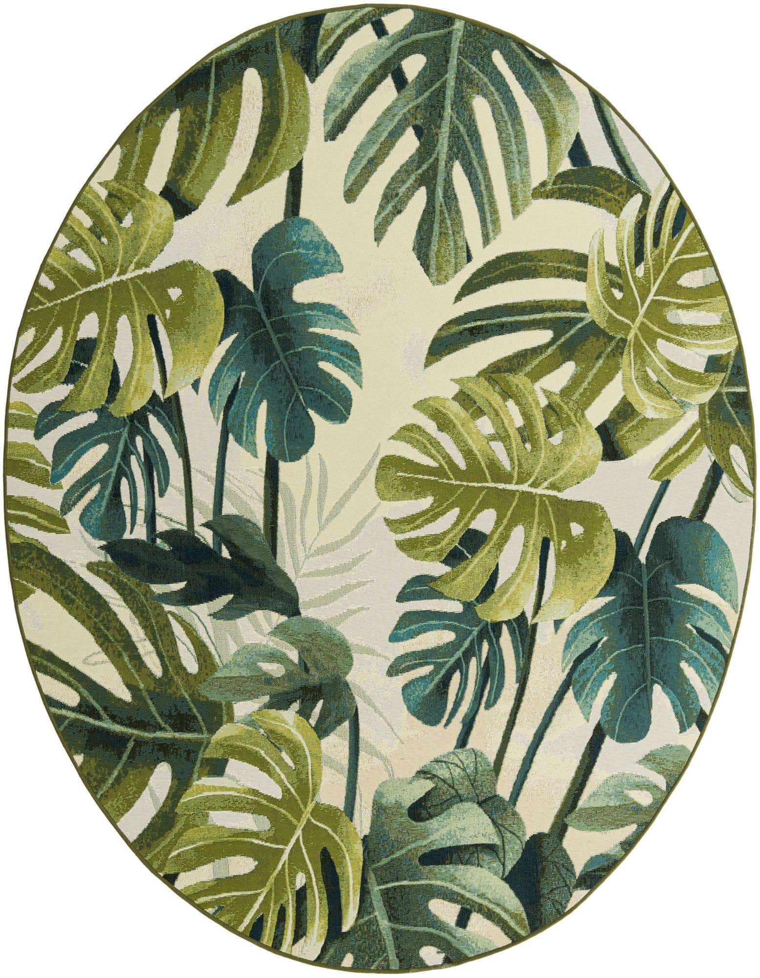 7' 10 x 7' 10 Easy-Clean Botanical Indoor / Outdoor Round Rug