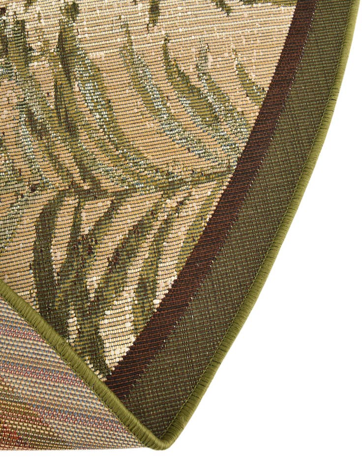 Detail image of 7' 10 x 7' 10  Washable Botanical Indoor / Outdoor Round Rug