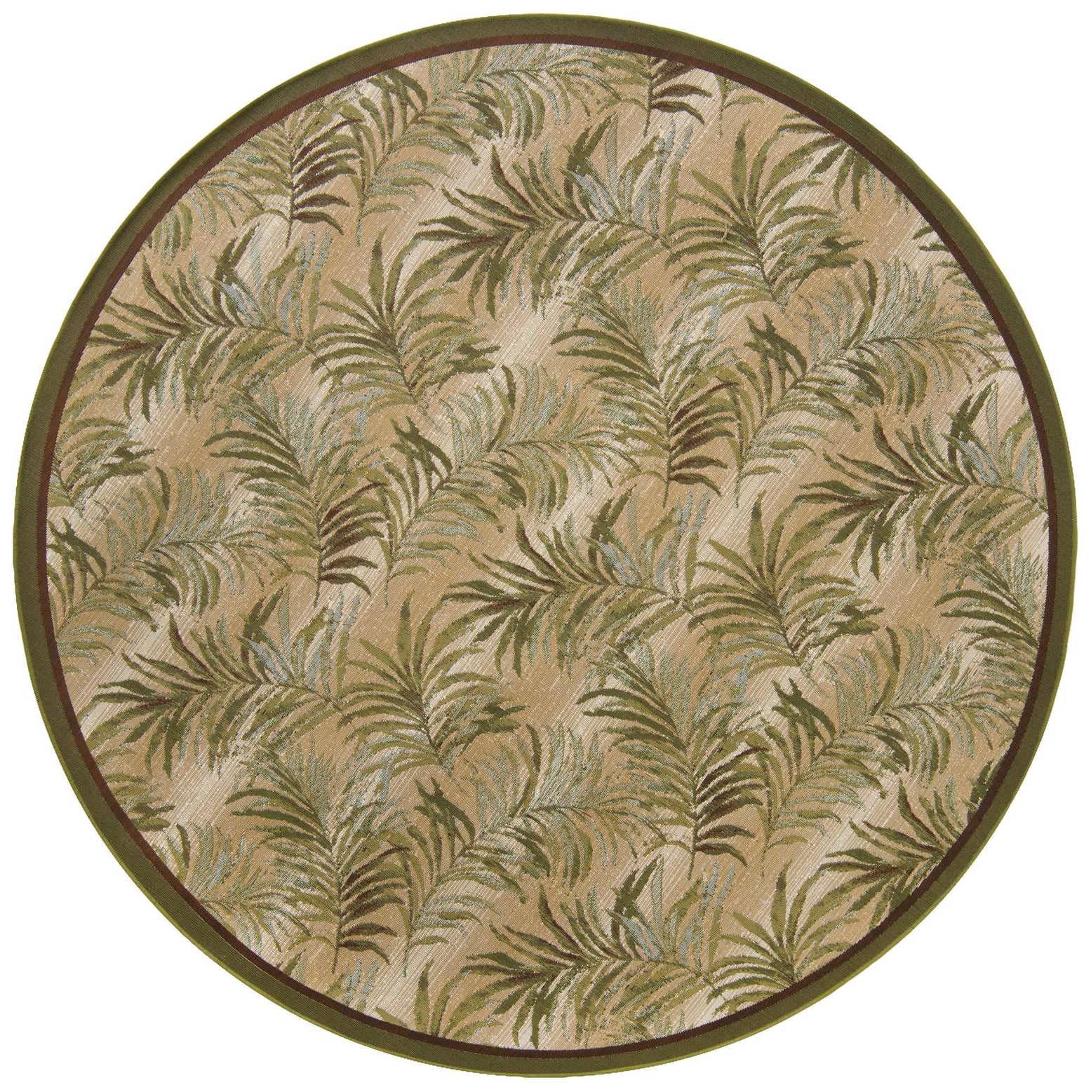 7' 10 x 7' 10 Easy-Clean Botanical Indoor / Outdoor Round Rug