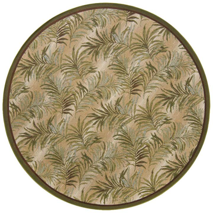 7' 10 x 7' 10 Easy-Clean Botanical Indoor / Outdoor Round Rug
