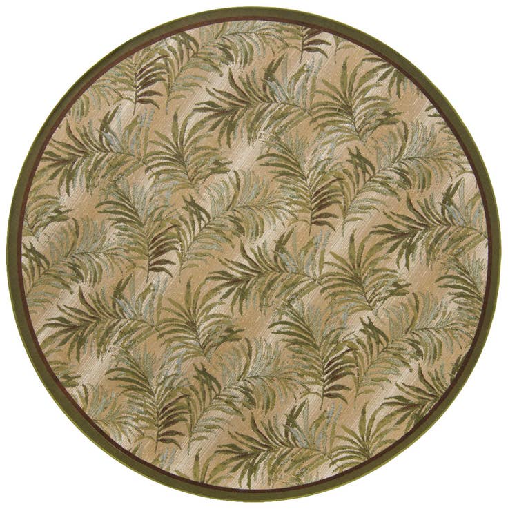 Detail image of 7' 10 x 7' 10 Easy-Clean Botanical Indoor / Outdoor Round Rug