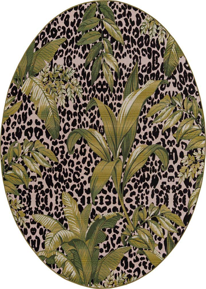 7' 10 x 7' 10 Easy-Clean Botanical Indoor / Outdoor Round Rug