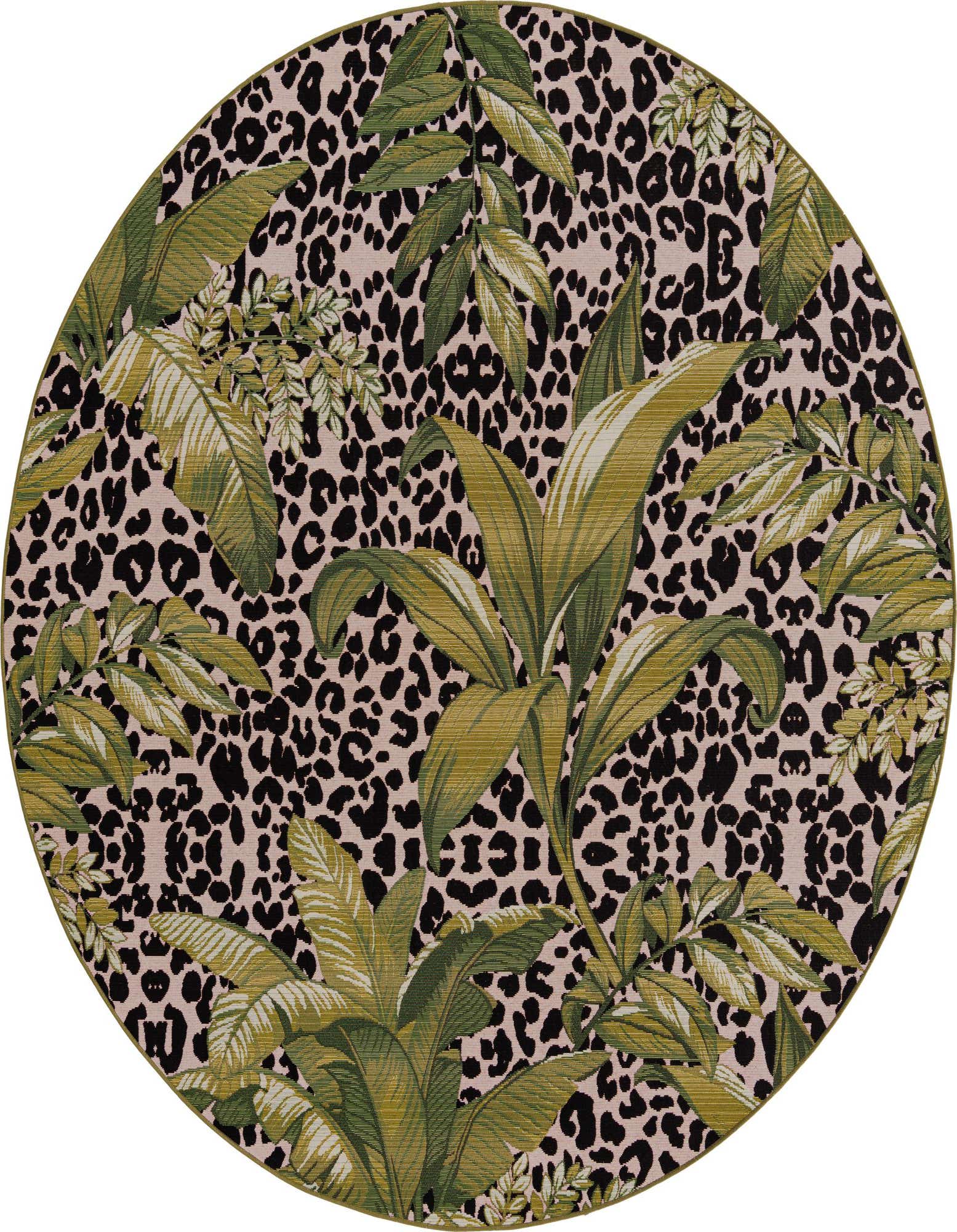 7' 10 x 7' 10 Easy-Clean Botanical Indoor / Outdoor Round Rug