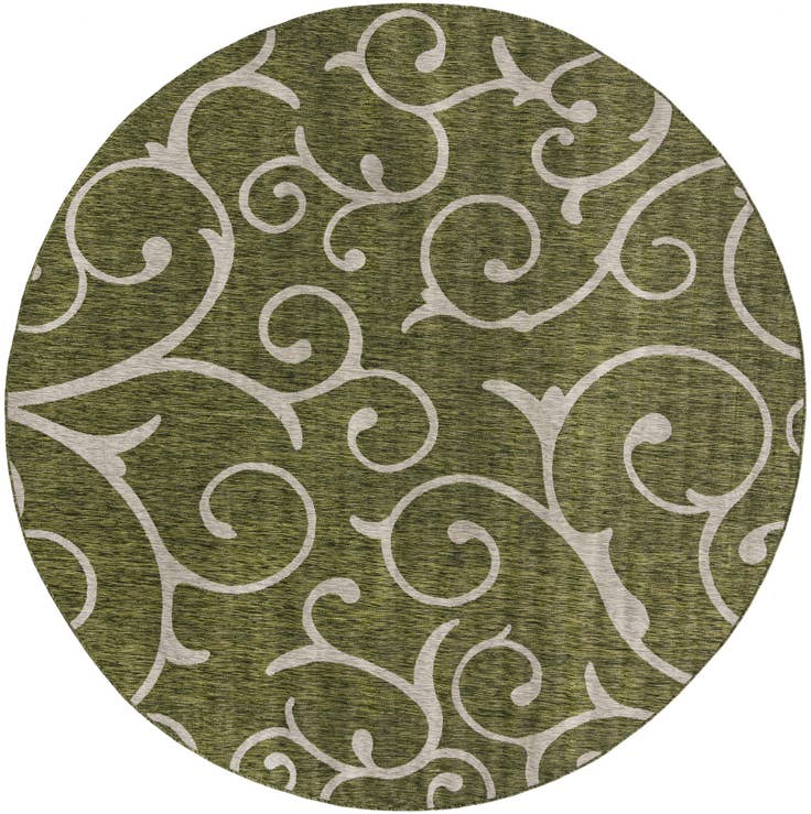 Detail image of 10' 8 x 10' 8 Easy-Clean Botanical Indoor / Outdoor Round Rug