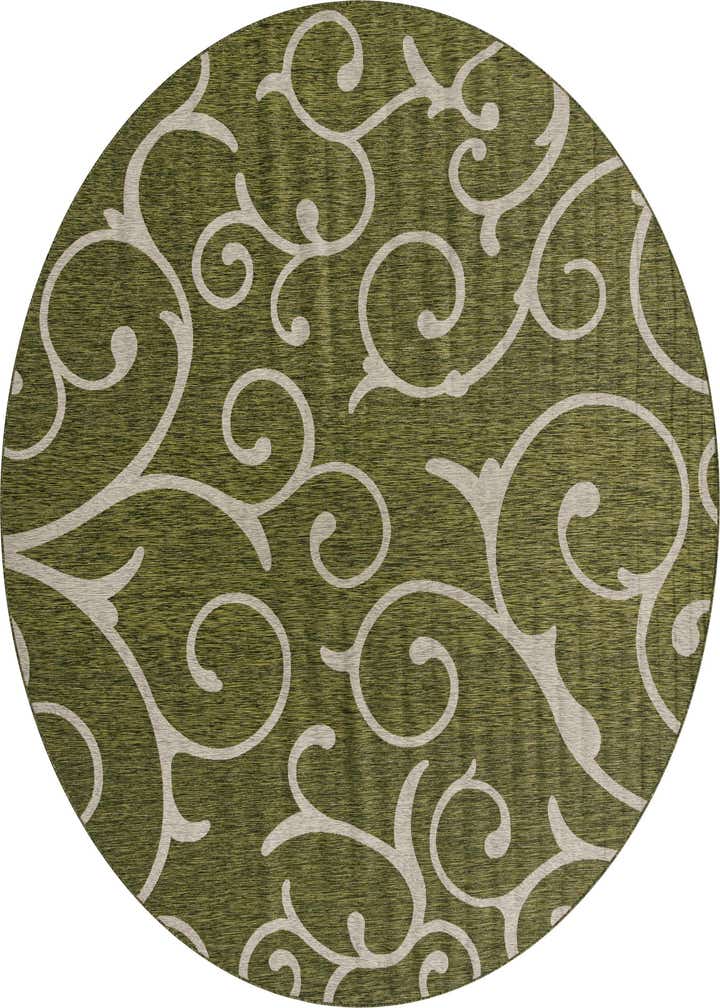 13' x 13' Easy-Clean Botanical Indoor / Outdoor Round Rug