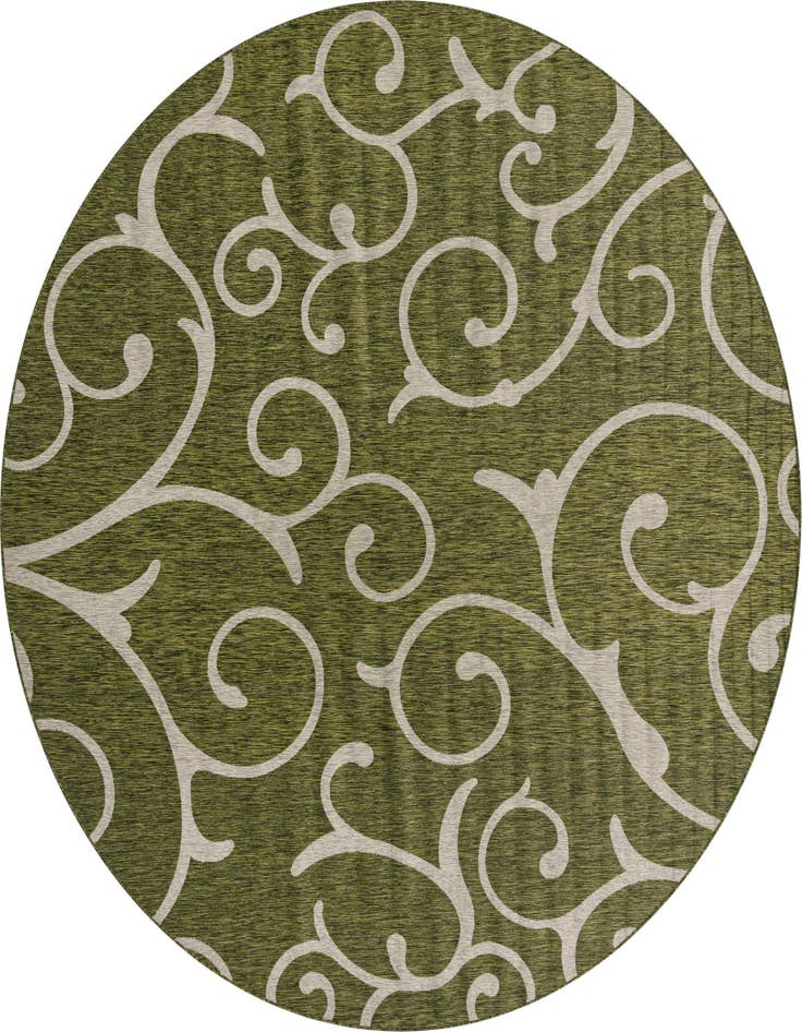 Detail image of 13' x 13' Easy-Clean Botanical Indoor / Outdoor Round Rug