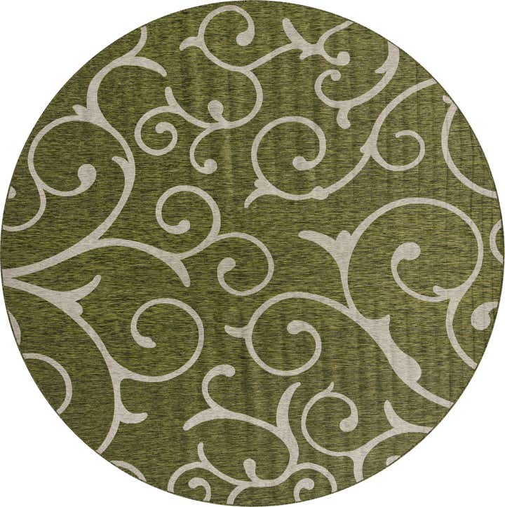 13' x 13' Easy-Clean Botanical Indoor / Outdoor Round Rug