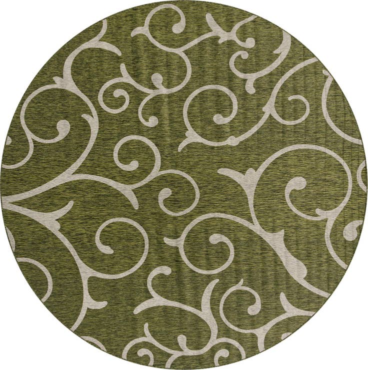 Detail image of 13' x 13' Easy-Clean Botanical Indoor / Outdoor Round Rug