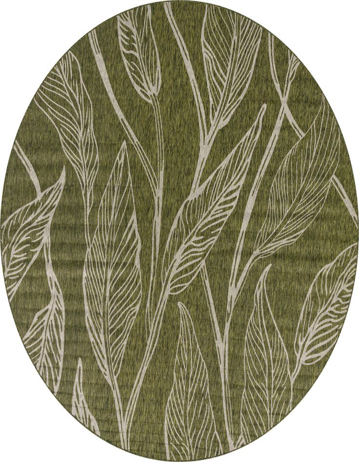 Detail image of 13' x 13' Easy-Clean Botanical Indoor / Outdoor Round Rug