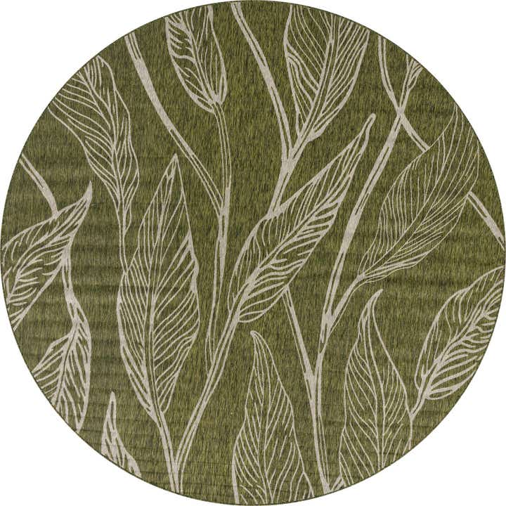 13' x 13' Easy-Clean Botanical Indoor / Outdoor Round Rug