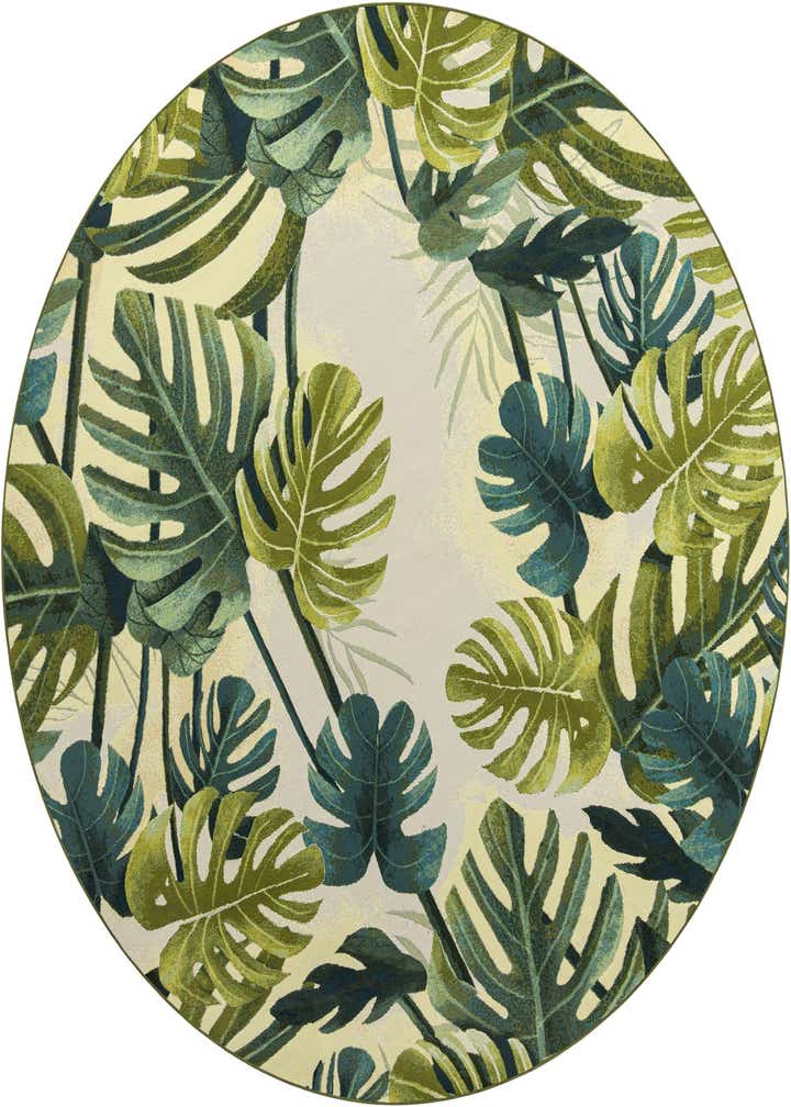 10' x 10' Easy-Clean Botanical Indoor / Outdoor Round Rug