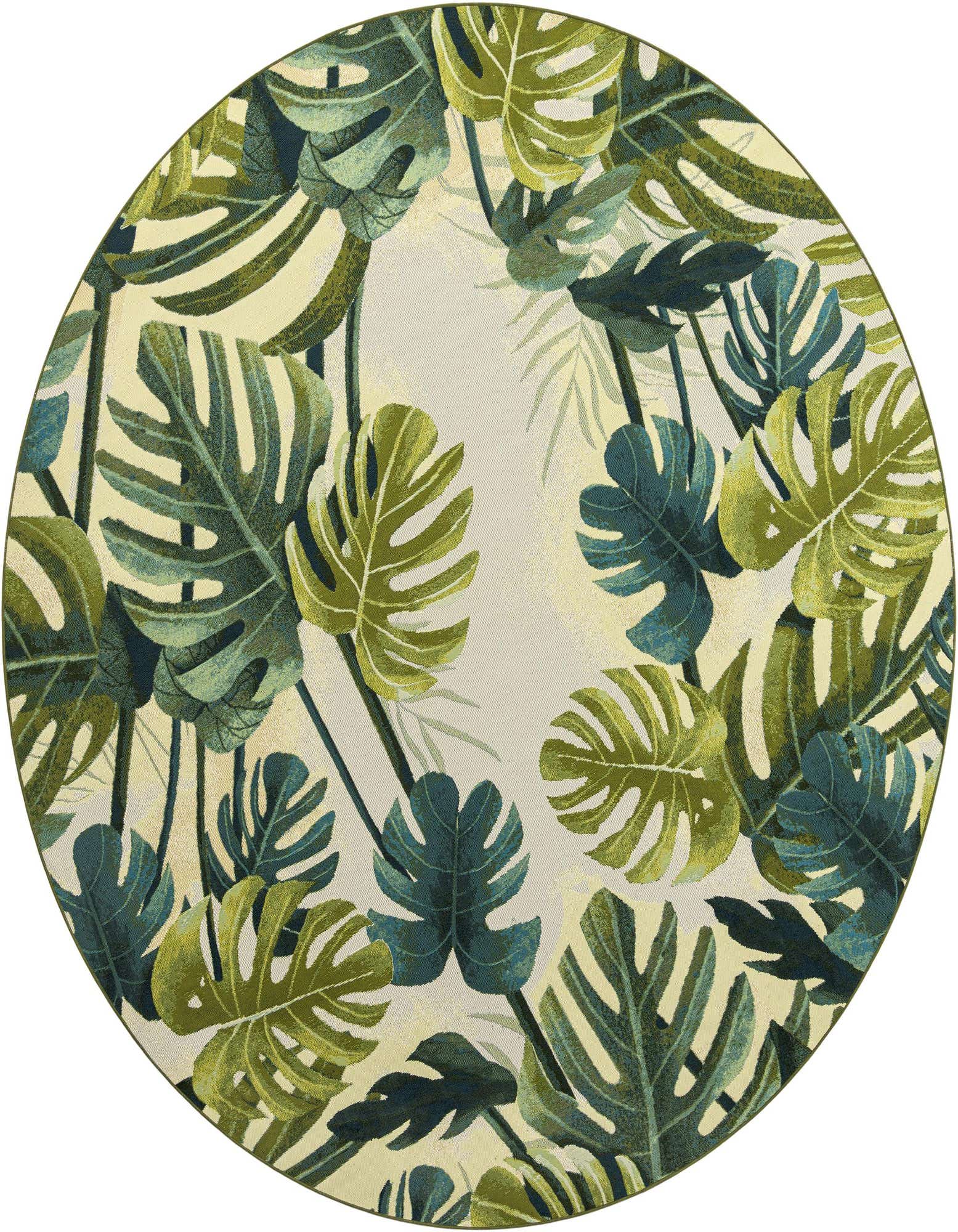 10' x 10' Easy-Clean Botanical Indoor / Outdoor Round Rug