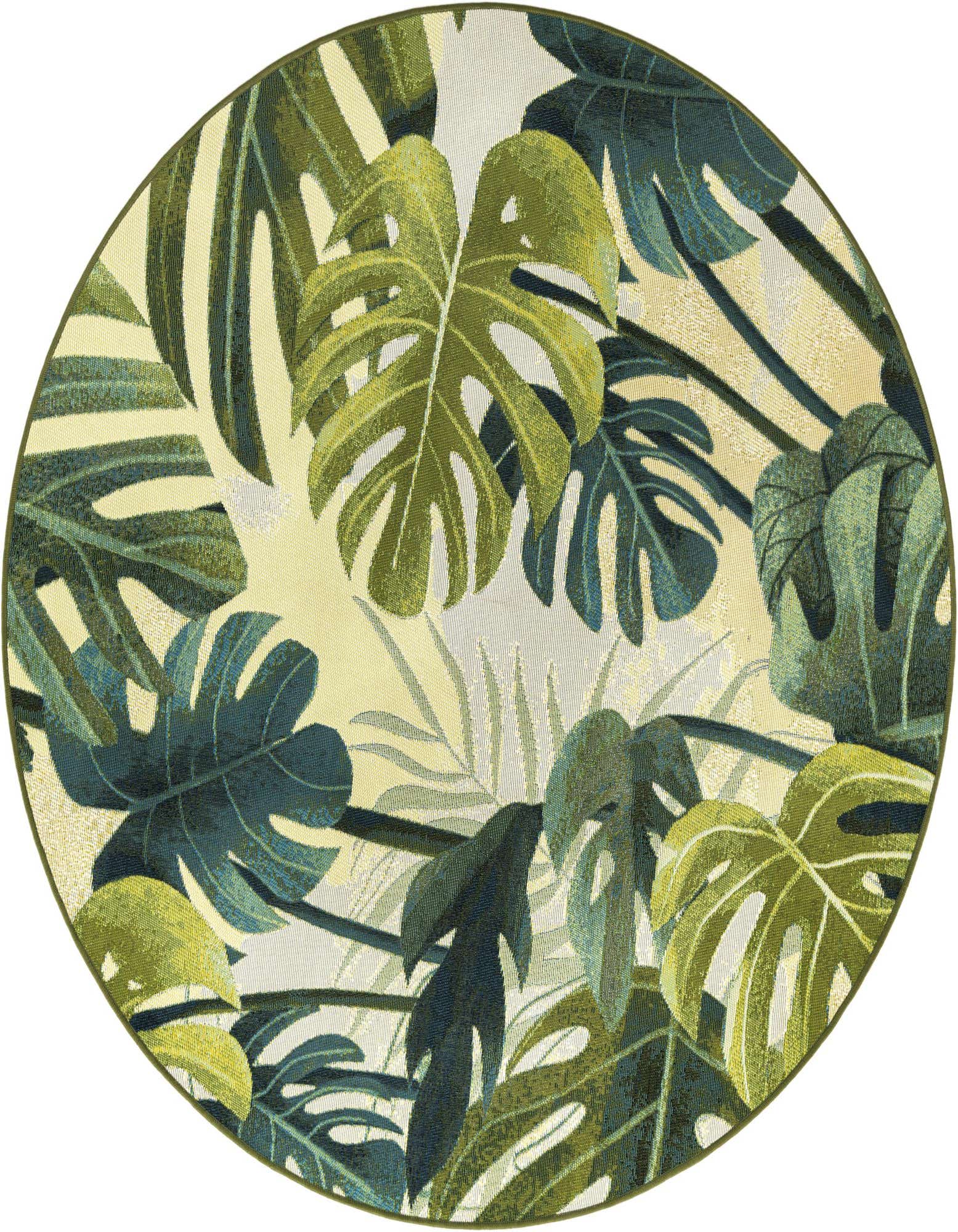 5' x 5' Easy-Clean Botanical Indoor / Outdoor Round Rug