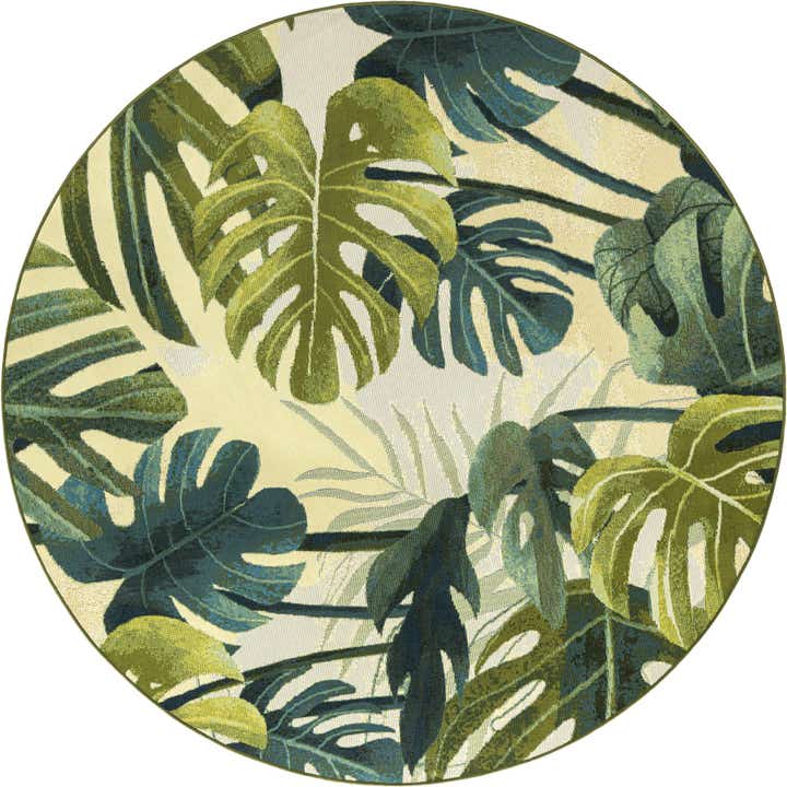 6' x 6' Easy-Clean Botanical Indoor / Outdoor Round Rug
