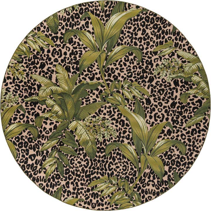 10' x 10' Easy-Clean Botanical Indoor / Outdoor Round Rug