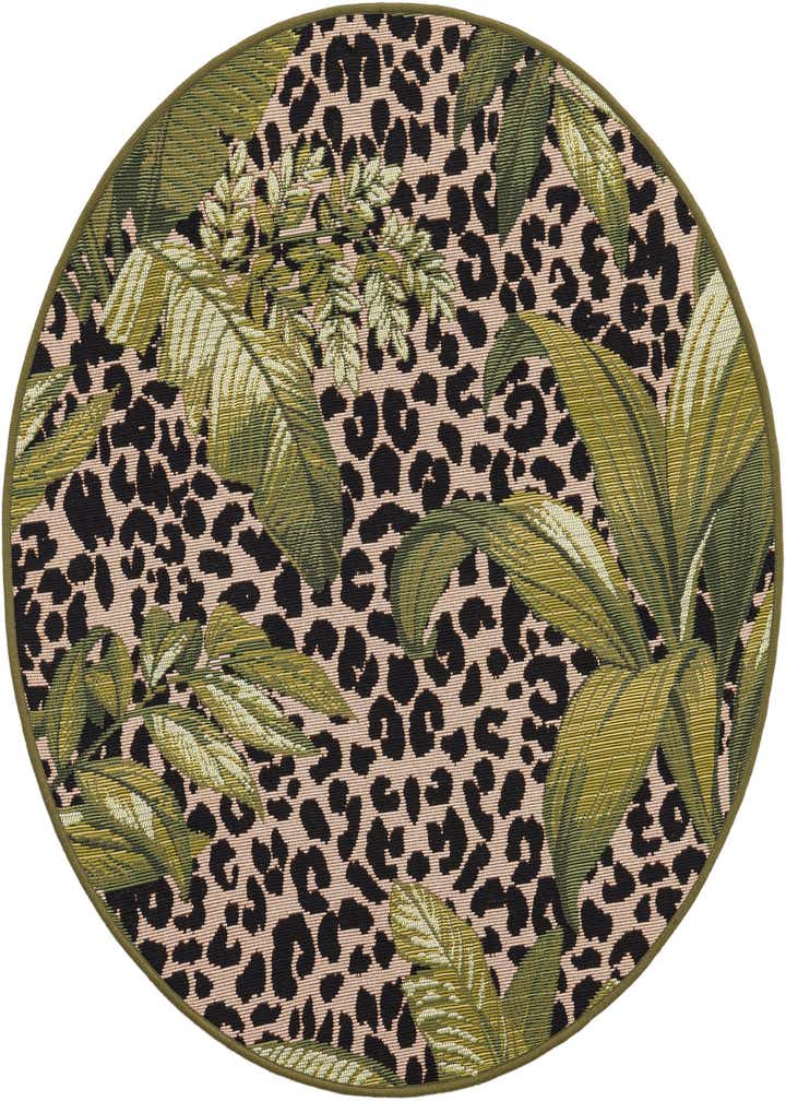 3' x 3' Easy-Clean Botanical Indoor / Outdoor Round Rug