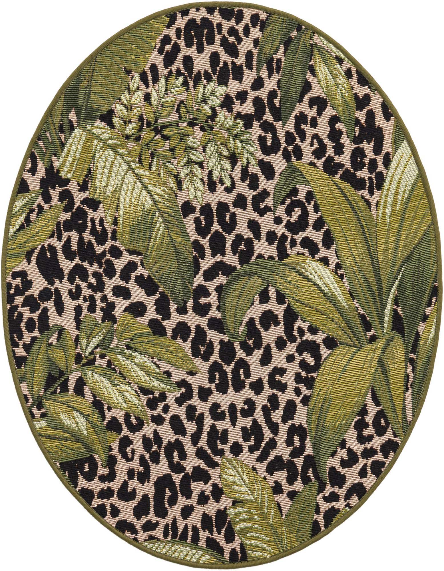 3' x 3' Easy-Clean Botanical Indoor / Outdoor Round Rug