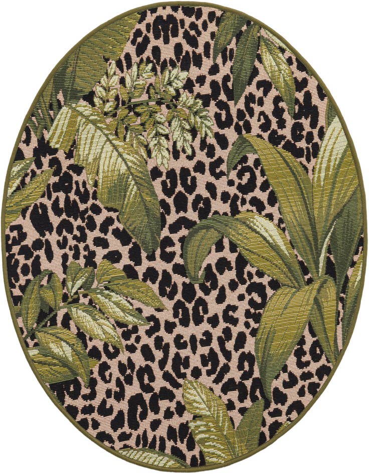 Detail image of 3' x 3' Easy-Clean Botanical Indoor / Outdoor Round Rug
