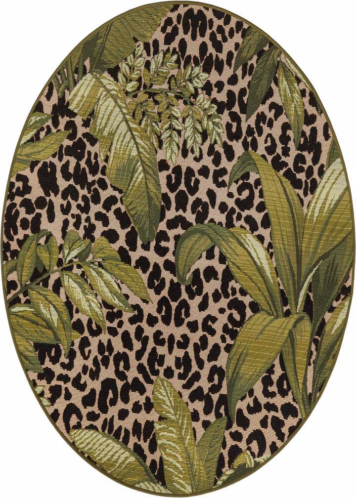 4' x 4' Easy-Clean Botanical Indoor / Outdoor Round Rug