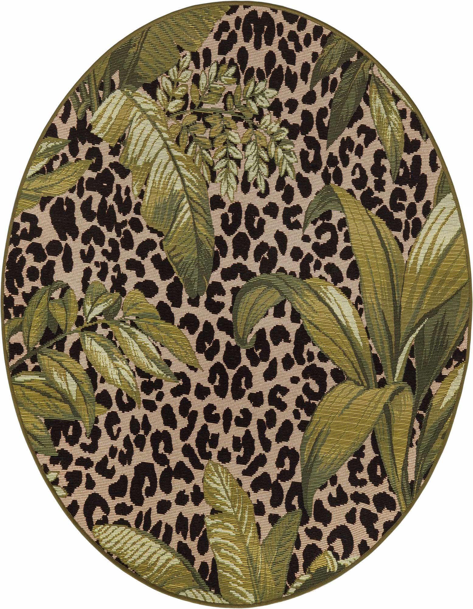 4' x 4' Easy-Clean Botanical Indoor / Outdoor Round Rug
