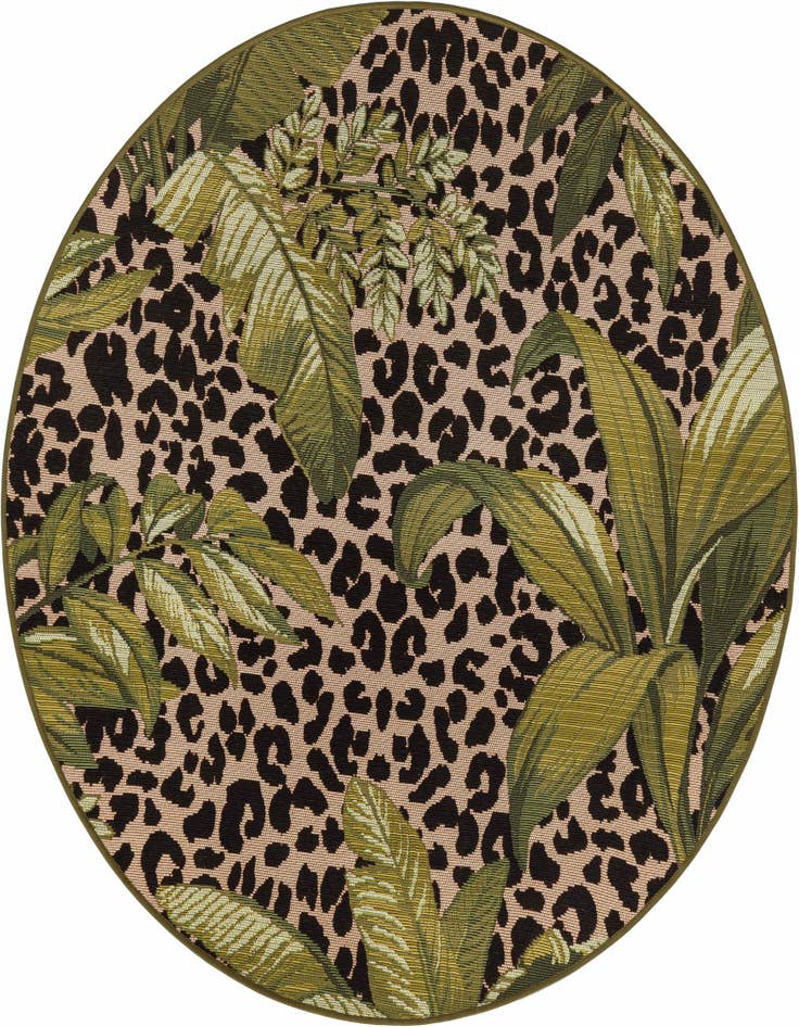 Detail image of 4' x 4' Easy-Clean Botanical Indoor / Outdoor Round Rug