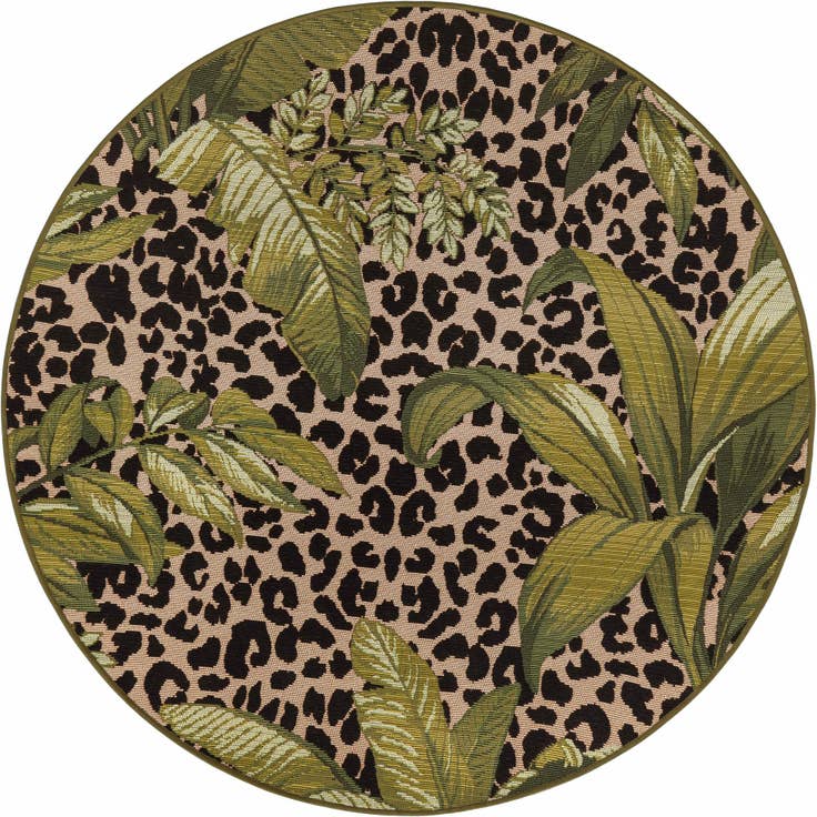Detail image of 4' x 4' Easy-Clean Botanical Indoor / Outdoor Round Rug