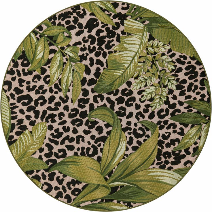 Detail image of 5' x 5' Easy-Clean Botanical Indoor / Outdoor Round Rug