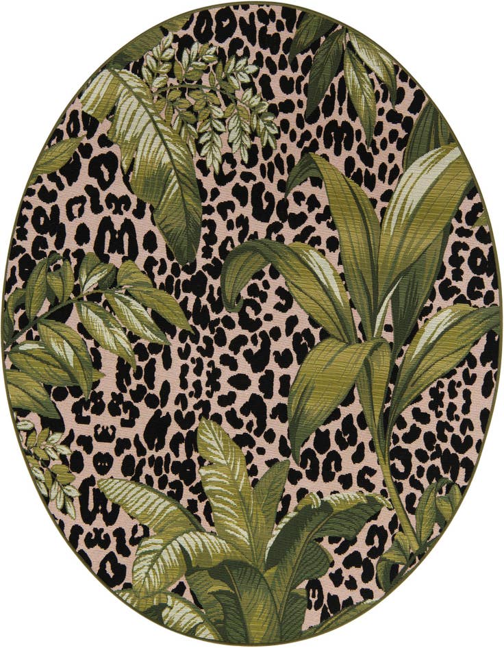Detail image of 6' x 6' Easy-Clean Botanical Indoor / Outdoor Round Rug