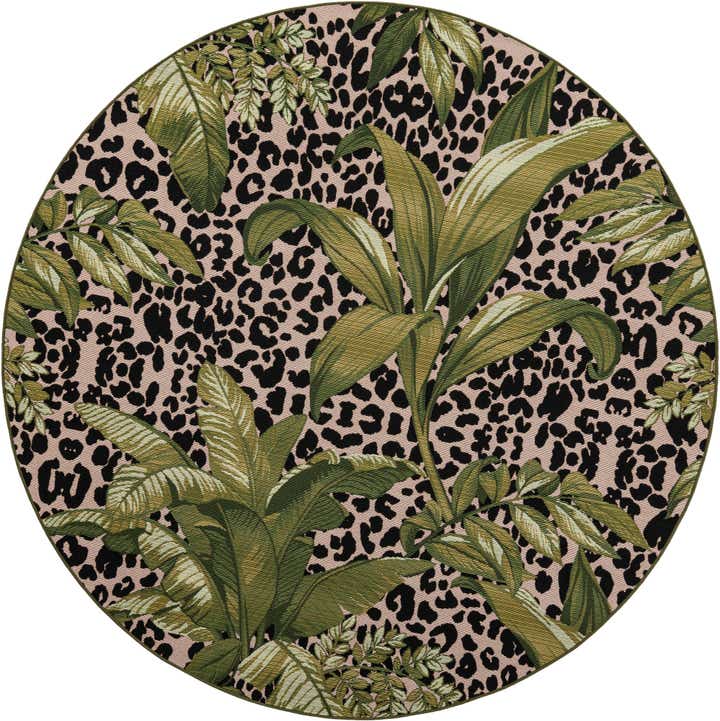 7' x 7' Easy-Clean Botanical Indoor / Outdoor Round Rug