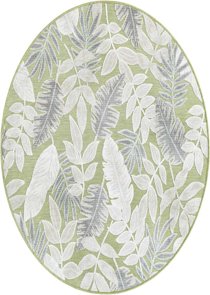 4' 5 x 4' 5 Easy-Clean Botanical Indoor / Outdoor Round Rug