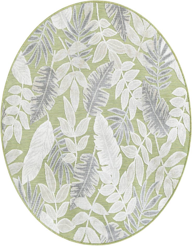 Detail image of 4' 5 x 4' 5 Easy-Clean Botanical Indoor / Outdoor Round Rug