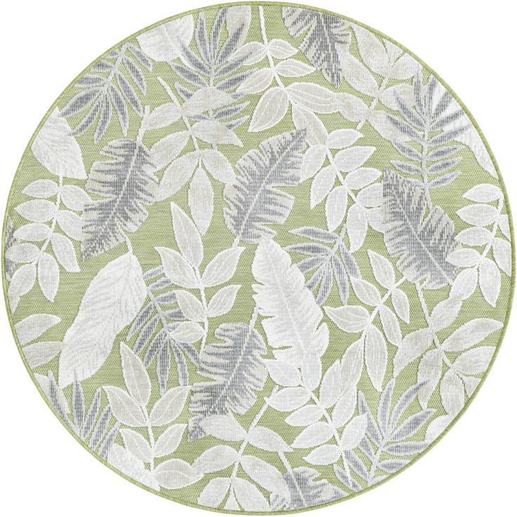Detail image of 4' 5 x 4' 5 Easy-Clean Botanical Indoor / Outdoor Round Rug
