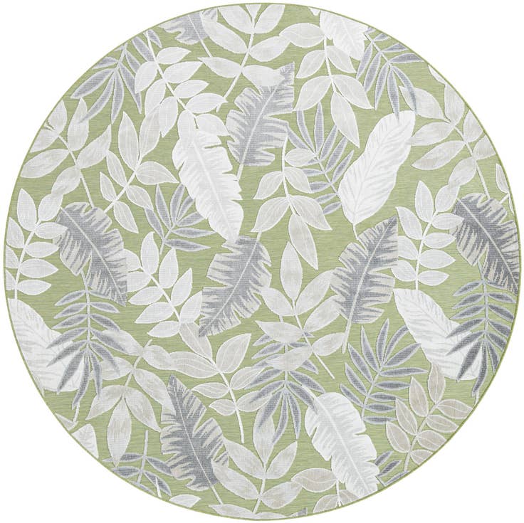 Detail image of 8' 2 x 8' 2 Easy-Clean Botanical Indoor / Outdoor Round Rug