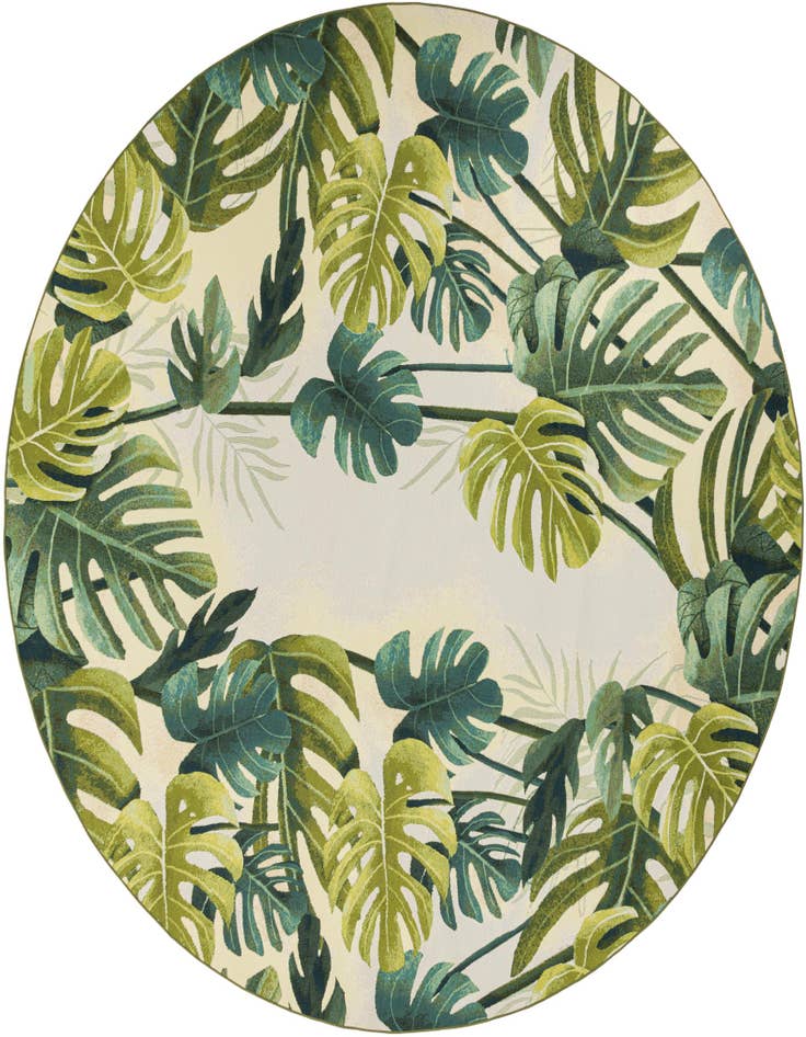 Detail image of 12' x 12' Easy-Clean Botanical Indoor / Outdoor Round Rug