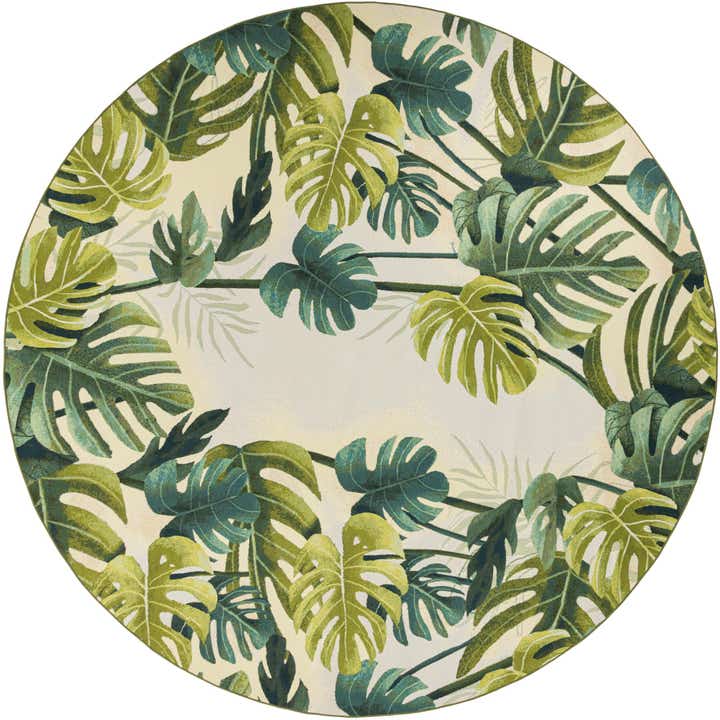 12' x 12' Easy-Clean Botanical Indoor / Outdoor Round Rug