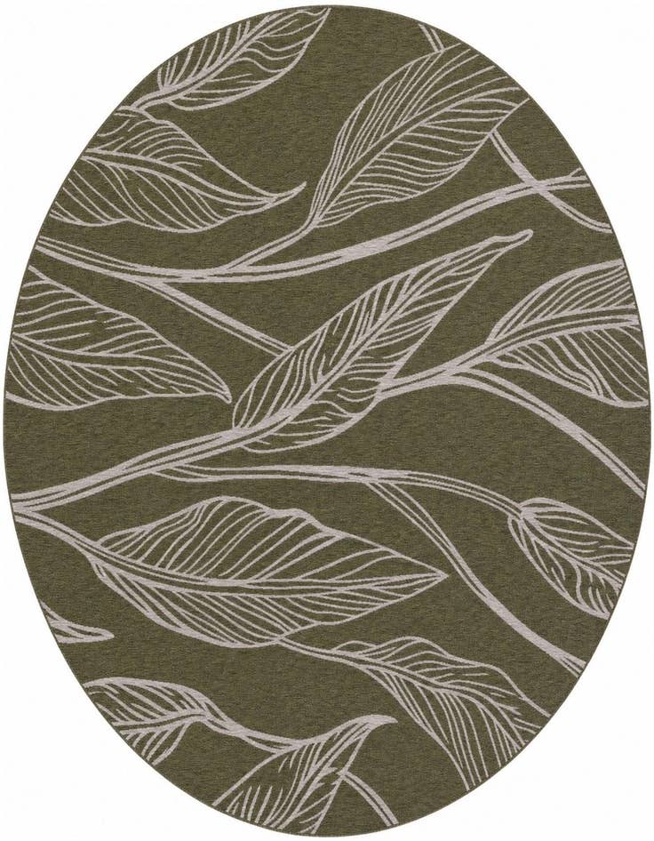 Detail image of 10' x 10' Easy-Clean Botanical Indoor / Outdoor Round Rug