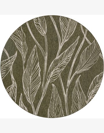 10' x 10' Easy-Clean Botanical Indoor / Outdoor Round Rug