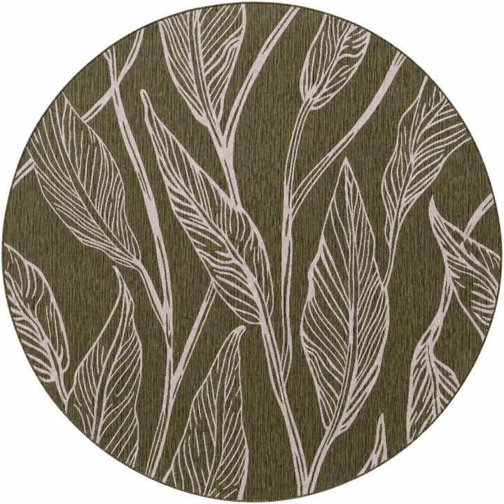 10' x 10' Easy-Clean Botanical Indoor / Outdoor Round Rug