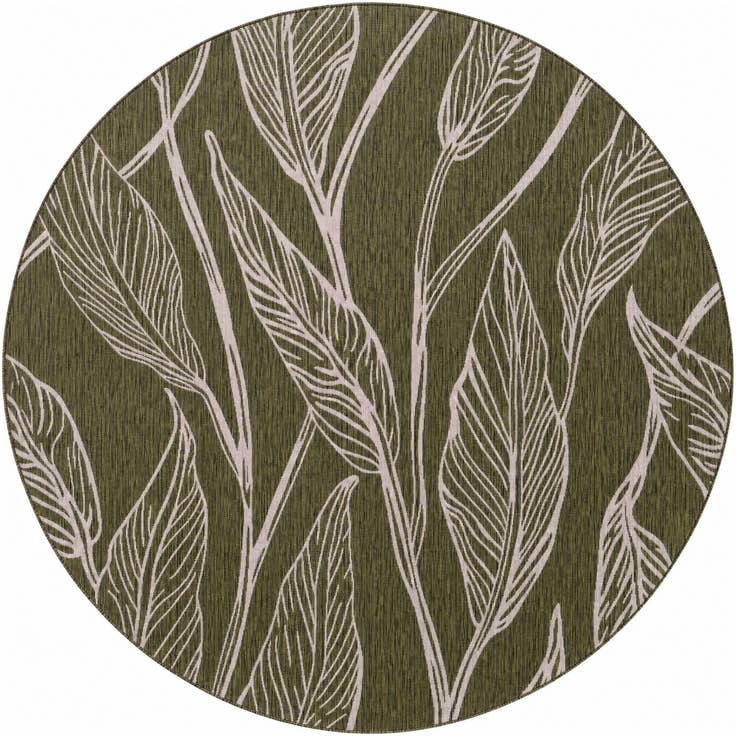 Detail image of 10' x 10' Easy-Clean Botanical Indoor / Outdoor Round Rug