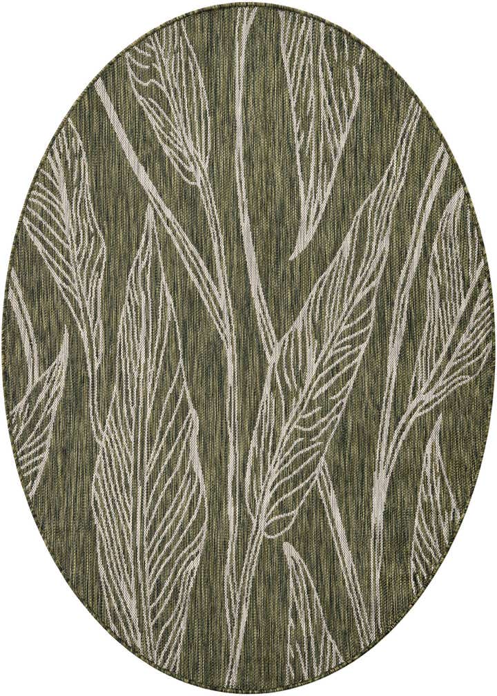 5' 3 x 5' 3 Easy-Clean Botanical Indoor / Outdoor Round Rug