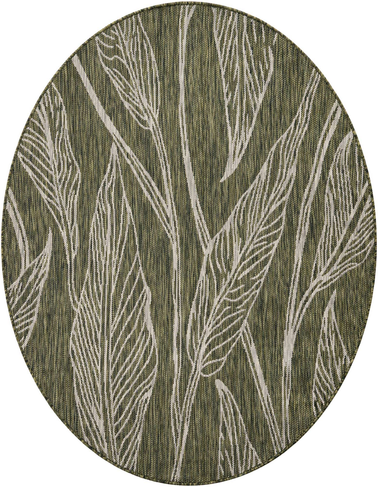 5' 3 x 5' 3 Easy-Clean Botanical Indoor / Outdoor Round Rug