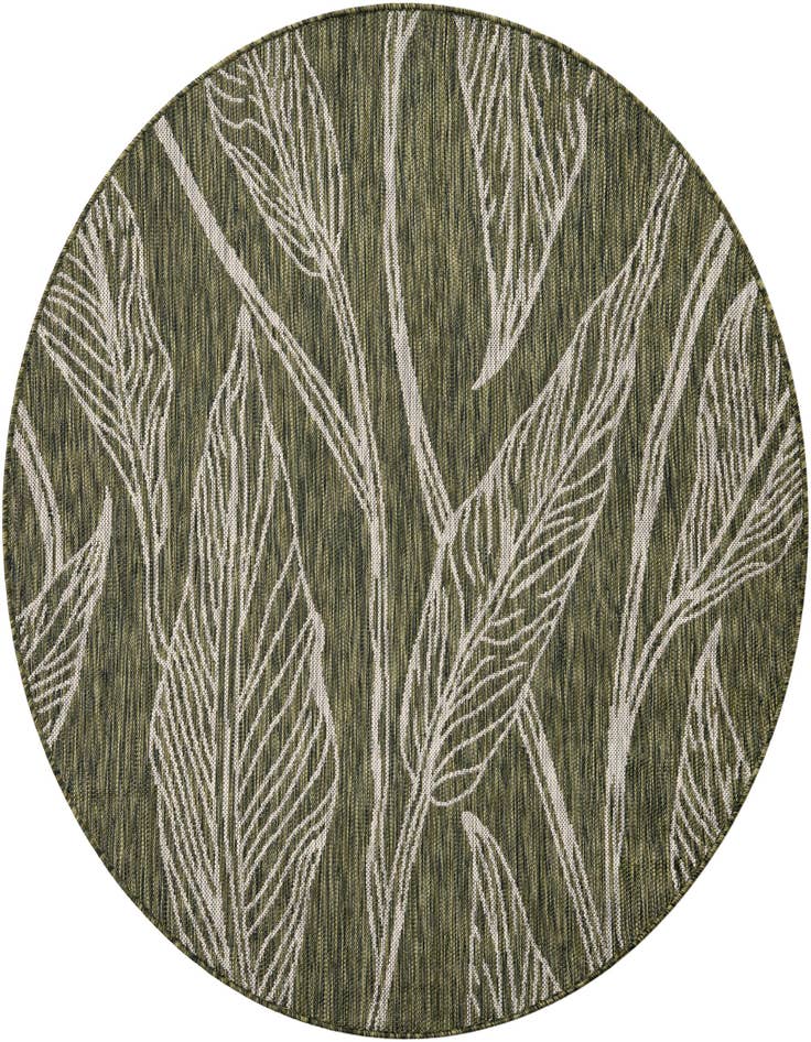 Detail image of 5' 3 x 5' 3 Easy-Clean Botanical Indoor / Outdoor Round Rug