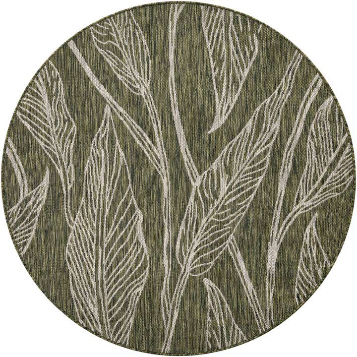5' 3 x 5' 3 Easy-Clean Botanical Indoor / Outdoor Round Rug